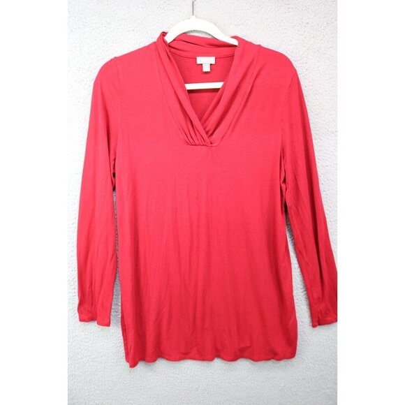 J.Jill Wearever Long Sleeve Red Tunic Top-Size Medium-Business - Picture 1 of 7